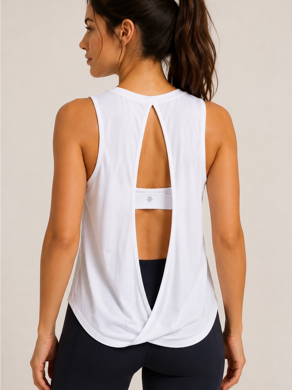 Athleta White Open Back Sleeveless Workout Tank Top XS